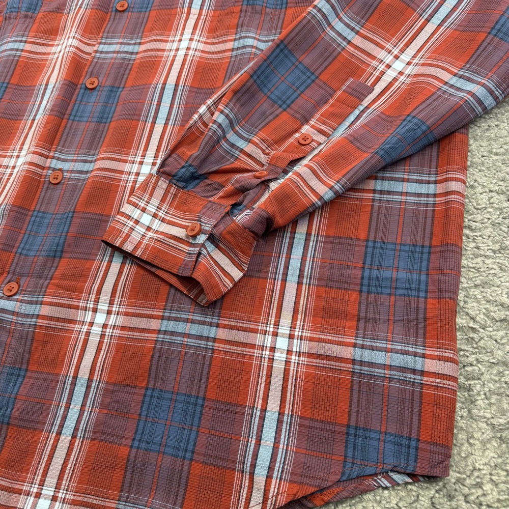 Columbia Omni-Shade Plaid Button Down Shirt Mens 2X Red Blue XS1181 Long Sleeve - Picture 5 of 14